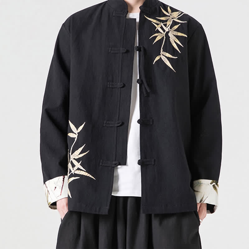 Buddha Stones Herbst/Winter Herrenjacke im Tang-Stil mit Vintage-Froschknöpfen aus Bambus-Baumwoll-Leinen - image 19