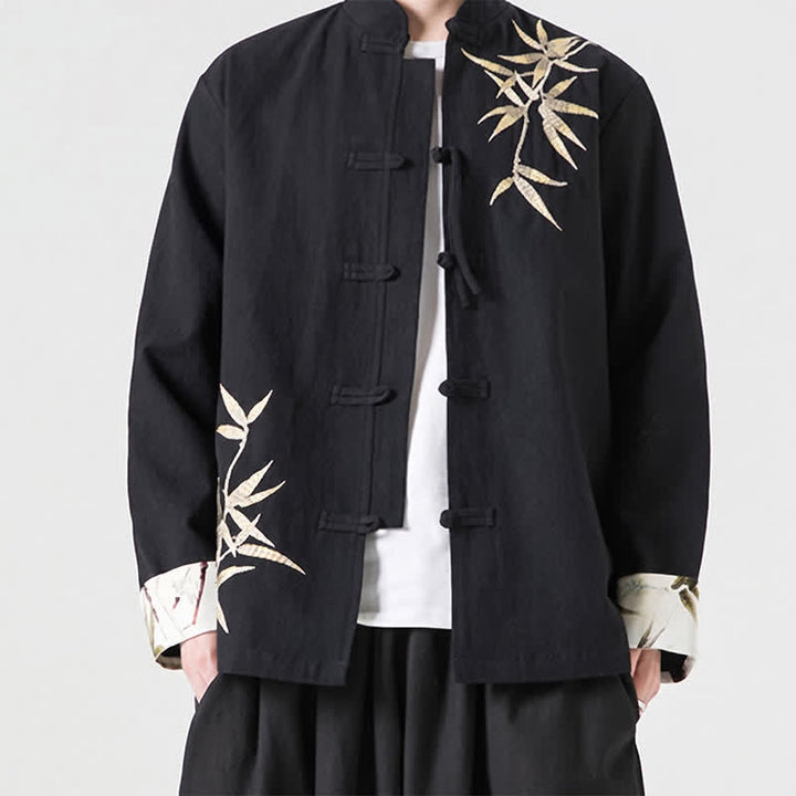 Buddha Stones Herbst/Winter Herrenjacke im Tang-Stil mit Vintage-Froschknöpfen aus Bambus-Baumwoll-Leinen - image 19