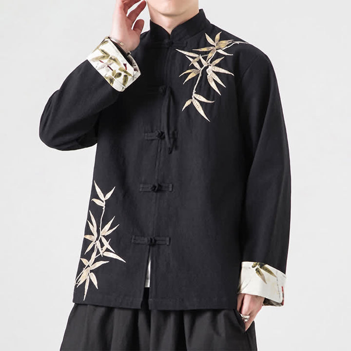 Buddha Stones Herbst/Winter Herrenjacke im Tang-Stil mit Vintage-Froschknöpfen aus Bambus-Baumwoll-Leinen - image 14