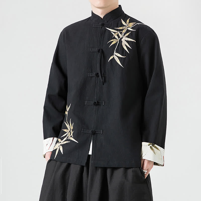 Buddha Stones Herbst/Winter Herrenjacke im Tang-Stil mit Vintage-Froschknöpfen aus Bambus-Baumwoll-Leinen - image 15