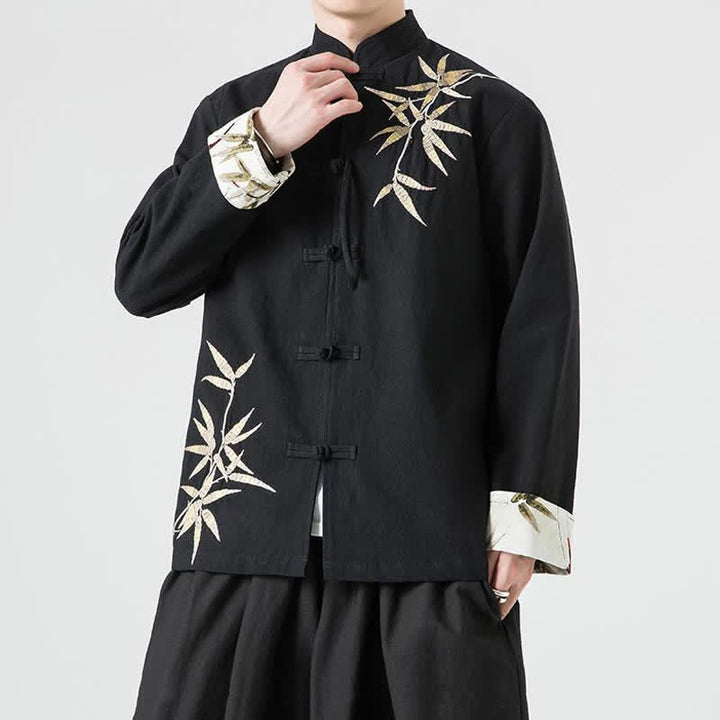 Buddha Stones Herbst/Winter Herrenjacke im Tang-Stil mit Vintage-Froschknöpfen aus Bambus-Baumwoll-Leinen - image 16