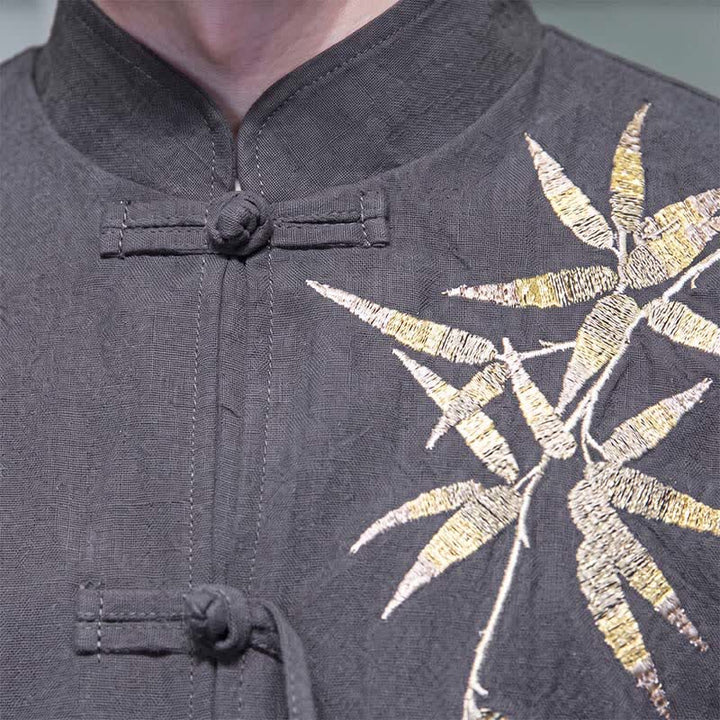 Buddha Stones Herbst/Winter Herrenjacke im Tang-Stil mit Vintage-Froschknöpfen aus Bambus-Baumwoll-Leinen - image 9