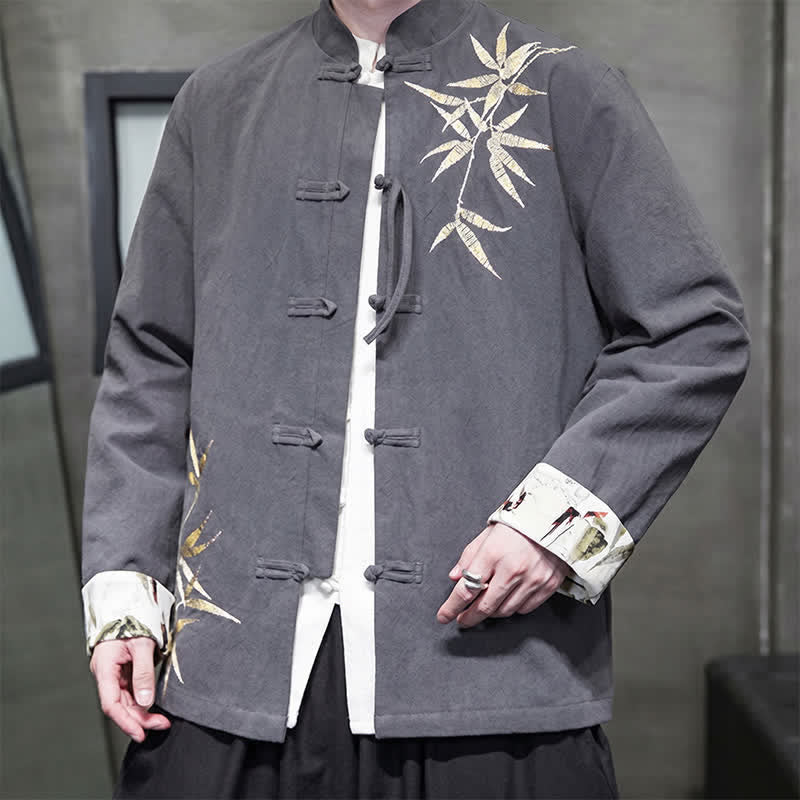 Buddha Stones Herbst/Winter Herrenjacke im Tang-Stil mit Vintage-Froschknöpfen aus Bambus-Baumwoll-Leinen - image 8