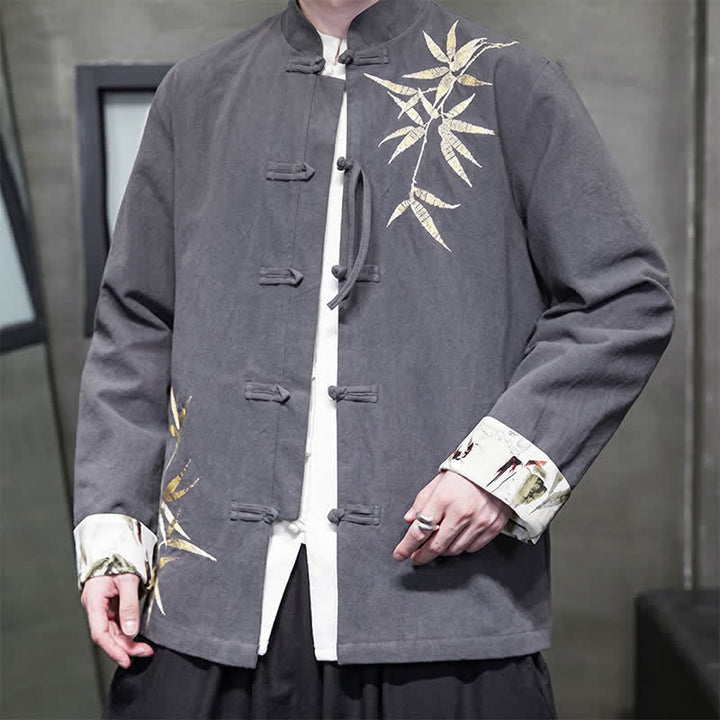 Buddha Stones Herbst/Winter Herrenjacke im Tang-Stil mit Vintage-Froschknöpfen aus Bambus-Baumwoll-Leinen - image 8