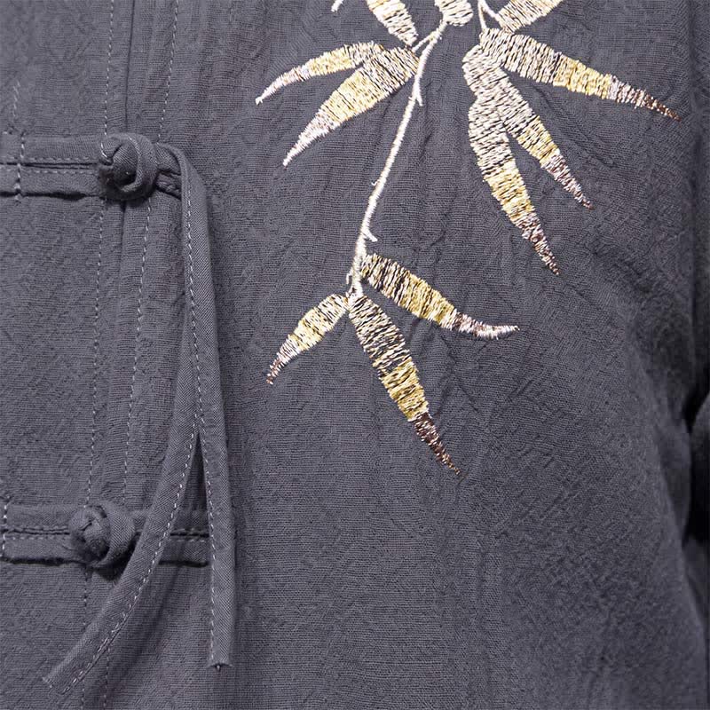 Buddha Stones Herbst/Winter Herrenjacke im Tang-Stil mit Vintage-Froschknöpfen aus Bambus-Baumwoll-Leinen - image 10
