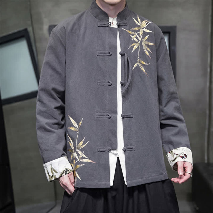 Buddha Stones Herbst/Winter Herrenjacke im Tang-Stil mit Vintage-Froschknöpfen aus Bambus-Baumwoll-Leinen - image 6