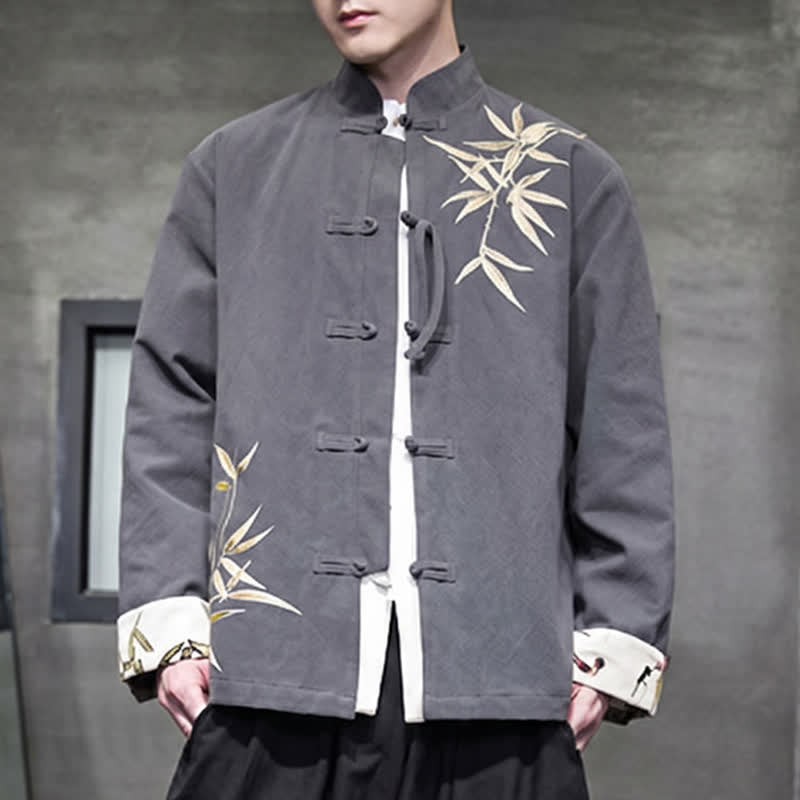 Buddha Stones Herbst/Winter Herrenjacke im Tang-Stil mit Vintage-Froschknöpfen aus Bambus-Baumwoll-Leinen - image 7