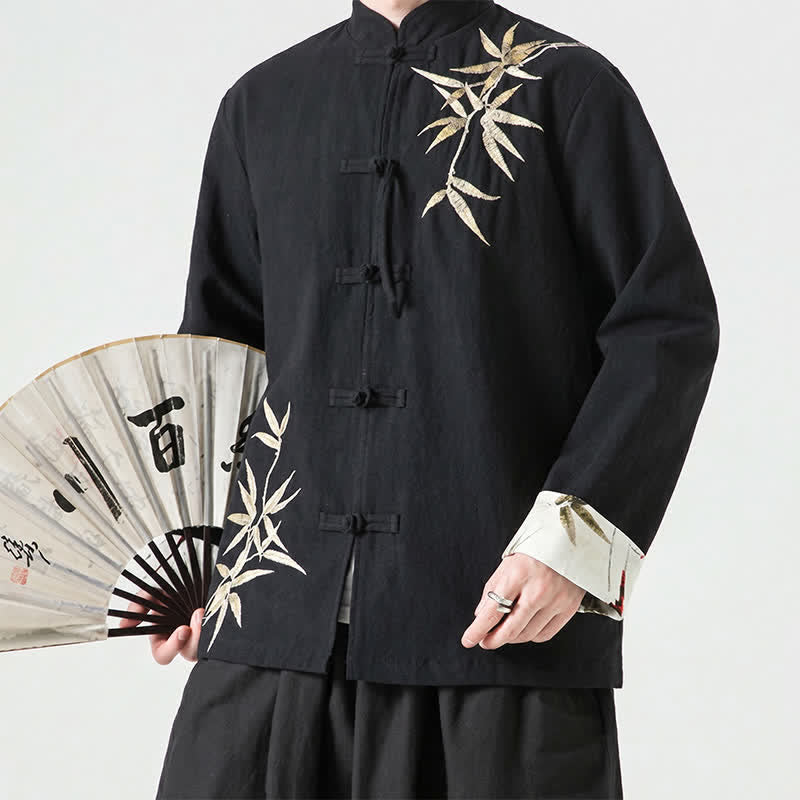 Buddha Stones Herbst/Winter Herrenjacke im Tang-Stil mit Vintage-Froschknöpfen aus Bambus-Baumwoll-Leinen - image 20