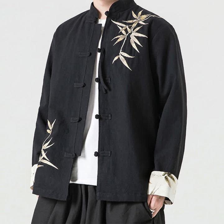 Buddha Stones Herbst/Winter Herrenjacke im Tang-Stil mit Vintage-Froschknöpfen aus Bambus-Baumwoll-Leinen - image 18