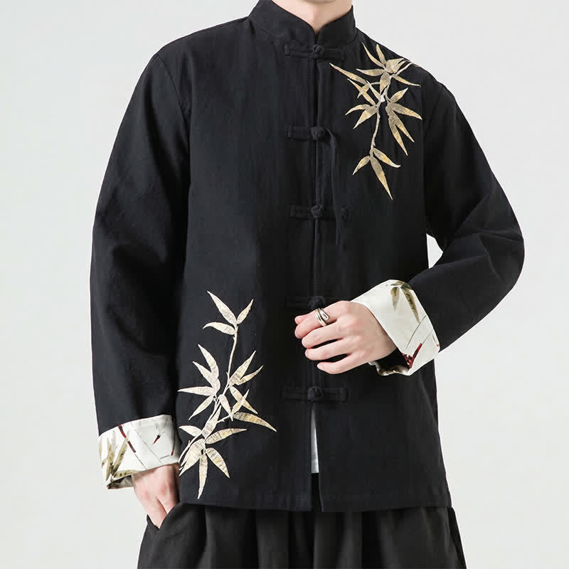 Buddha Stones Herbst/Winter Herrenjacke im Tang-Stil mit Vintage-Froschknöpfen aus Bambus-Baumwoll-Leinen - image 13