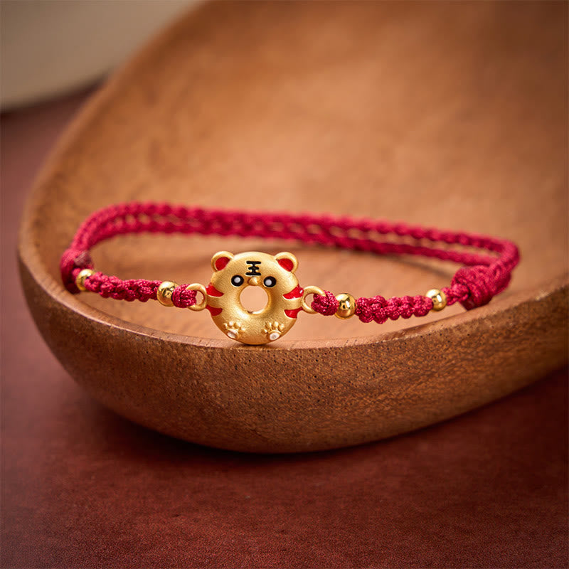 Buddha Stones Kupfer-Tiger-Friedensschnalle, handgewebtes rotes Armband mit Erdungsfunktion, verstellbar - image 3