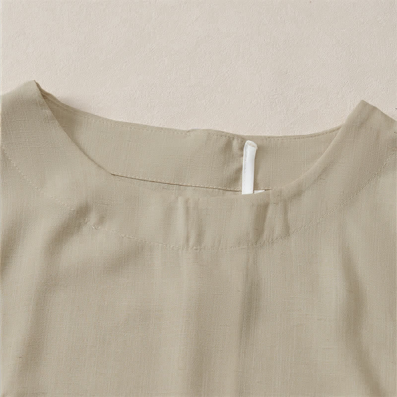 Buddha Stones Sommerliches, lässiges, minimalistisches Kurzarm-T-Shirt mit Rundhalsausschnitt für Damen – einfarbig und kurz geschnitten - image 1