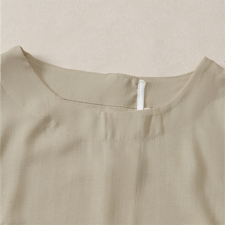 Buddha Stones Sommerliches, lässiges, minimalistisches Kurzarm-T-Shirt mit Rundhalsausschnitt für Damen – einfarbig und kurz geschnitten - image 1