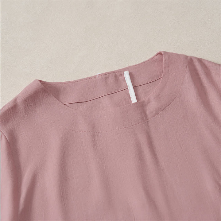 Buddha Stones Sommerliches, lässiges, minimalistisches Kurzarm-T-Shirt mit Rundhalsausschnitt für Damen – einfarbig und kurz geschnitten - image 9