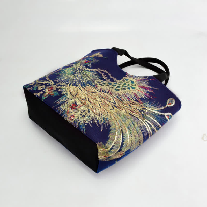 Buddha Stones -Pfauen-Doppelseitig-Stickerei-Tragetasche, Schultertasche, Umhängetasche - image 6