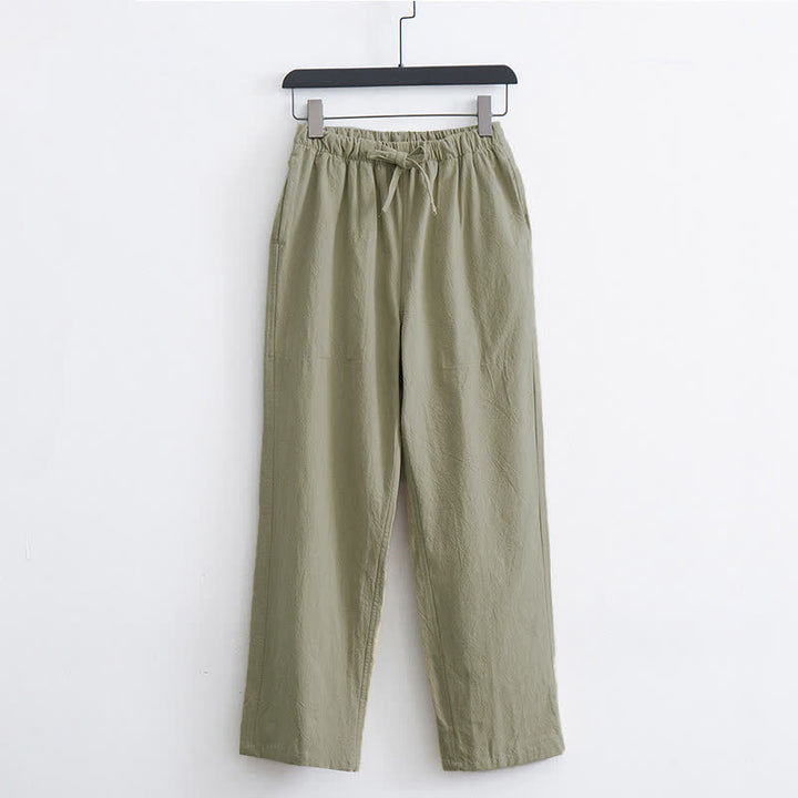 Buddha Stones Herren-Freizeithose aus Baumwolle, einfarbig, mit Kordelzug und Taschen - Gelbgrün - US/ UK/AU44, EU54 (4XL)  - image 0