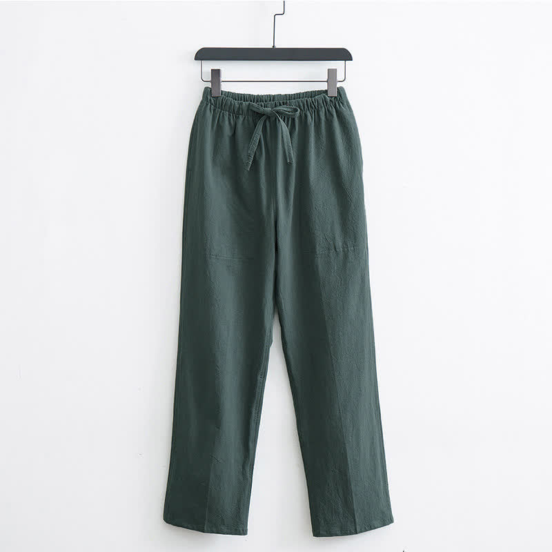Buddha Stones Herren-Freizeithose aus Baumwolle, einfarbig, mit Kordelzug und Taschen - Dunkelgrün - US/ UK/AU44, EU54 (4XL)  - image 10