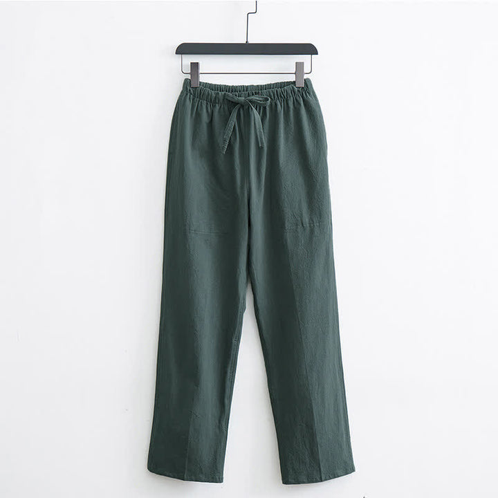 Buddha Stones Herren-Freizeithose aus Baumwolle, einfarbig, mit Kordelzug und Taschen - Dunkelgrün - US/ UK/AU44, EU54 (4XL)  - image 10