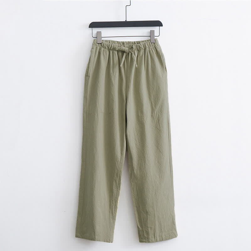 Buddha Stones Herren-Freizeithose aus Baumwolle, einfarbig, mit Kordelzug und Taschen - Gelbgrün - US/UK/AU44, EU54 (4XL) - image 0