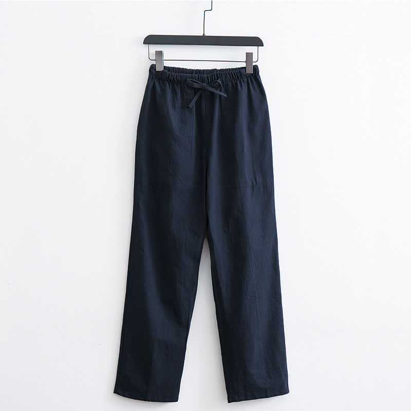 Buddha Stones Herren-Freizeithose aus Baumwolle, einfarbig, mit Kordelzug und Taschen - Mitternachtsblau - US/ UK/AU44, EU54 (4XL)  - image 11