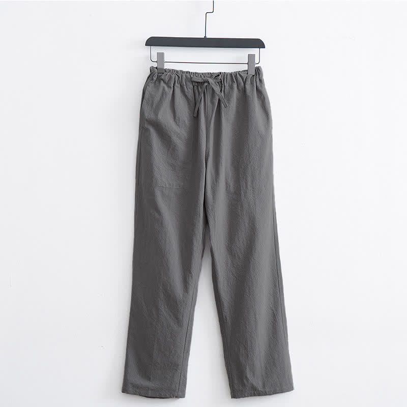 Buddha Stones Herren-Freizeithose aus Baumwolle, einfarbig, mit Kordelzug und Taschen - Hellgrau - US/ UK/AU44, EU54 (4XL)  - image 12