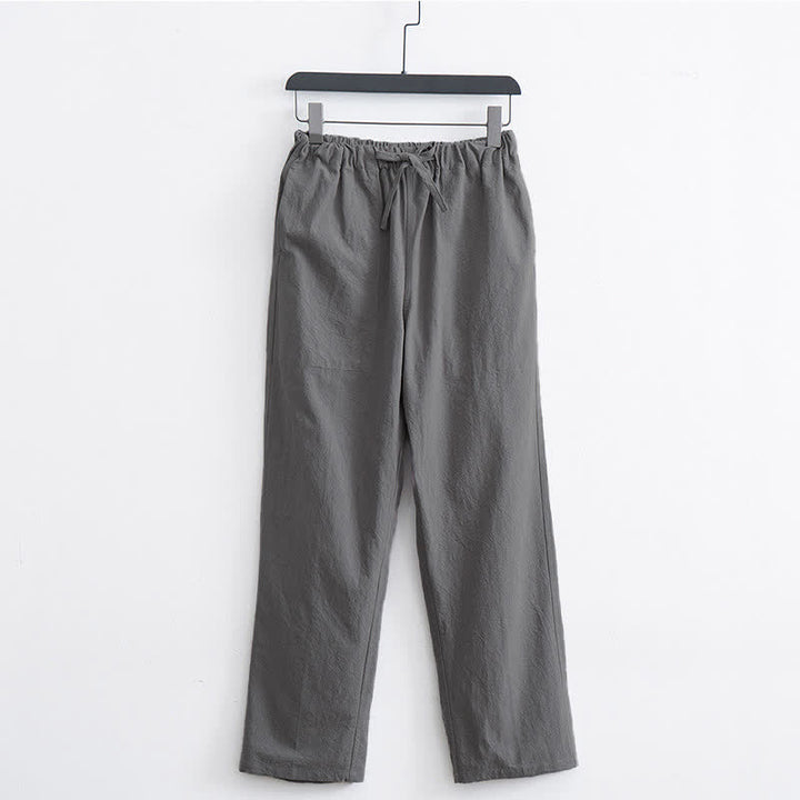 Buddha Stones Herren-Freizeithose aus Baumwolle, einfarbig, mit Kordelzug und Taschen - Hellgrau - US/ UK/AU44, EU54 (4XL)  - image 12