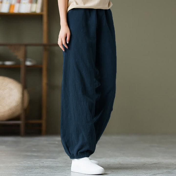 Buddha Stones Einfarbige Damenhose aus Ramie-Leinen-Baumwolle mit Taschen - image 48