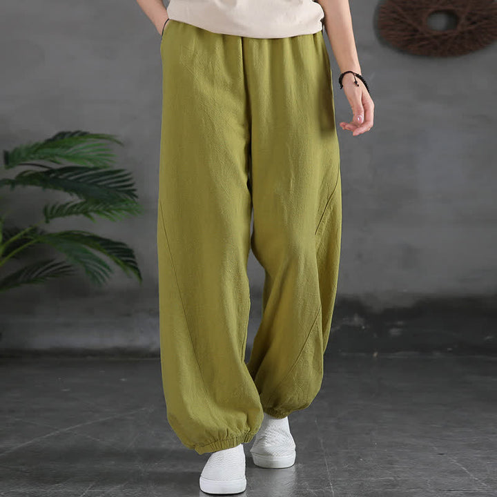 Buddha Stones Einfarbige Damenhose aus Ramie-Leinen-Baumwolle mit Taschen - image 21