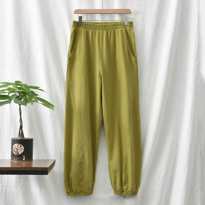 Buddha Stones Einfarbige Damenhose aus Ramie-Leinen-Baumwolle mit Taschen - image 27