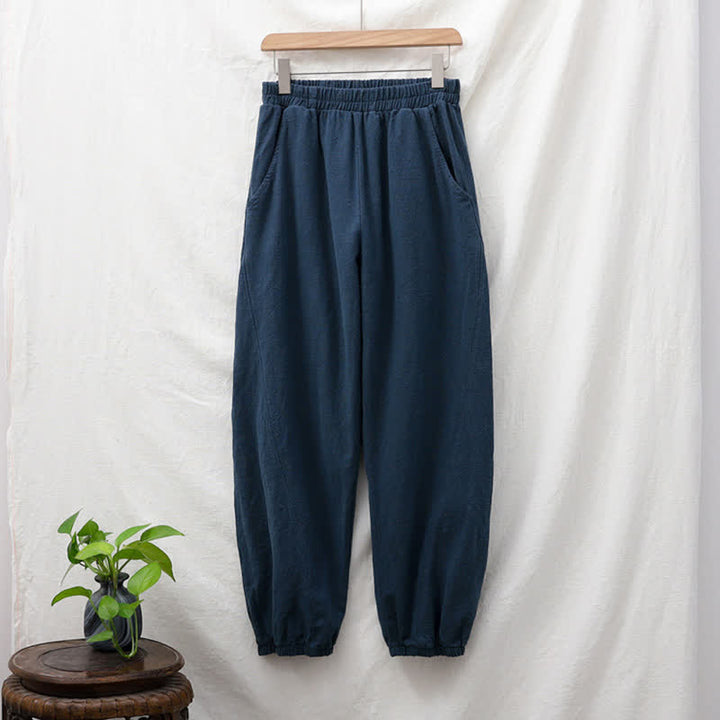 Buddha Stones Einfarbige Damenhose aus Ramie-Leinen-Baumwolle mit Taschen - image 55
