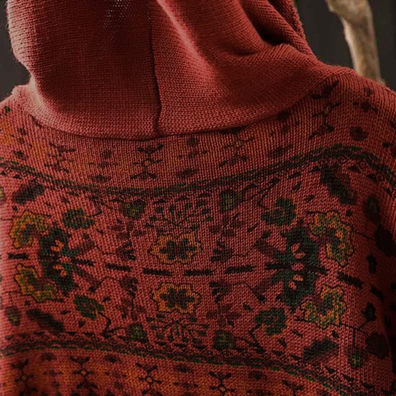 Buddha Stones Herbststreifen-Strickpullover mit geometrischen Blumenmuster aus Baumwolle für Damen, langärmelig - image 6