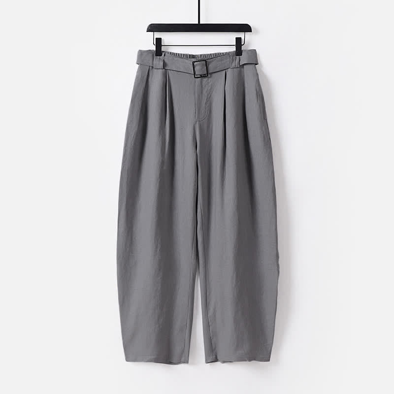 Buddha Stones Sommerhose mit Reißverschluss, elastischem Bund, weitem Bein und Taschen aus Baumwoll-Leinen-Mischgewebe - Grau - US/UK/AU56, EU66 (9XL) - image 10