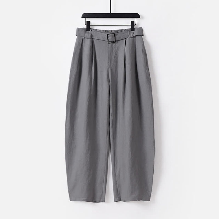 Buddha Stones Sommerhose mit Reißverschluss, elastischem Bund, weitem Bein und Taschen aus Baumwoll-Leinen-Mischgewebe - Grau - US/UK/AU56, EU66 (9XL) - image 10