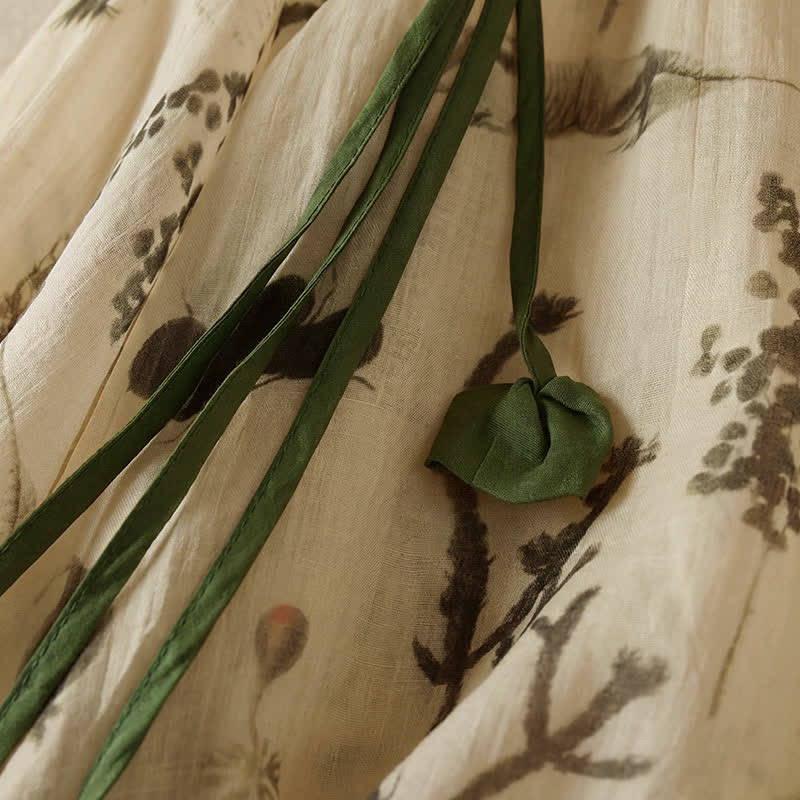 Buddha Stones Boho-Damenblusen mit Kordelzug und Blumenmuster, langärmlig, für Frühling und Sommer - image 4