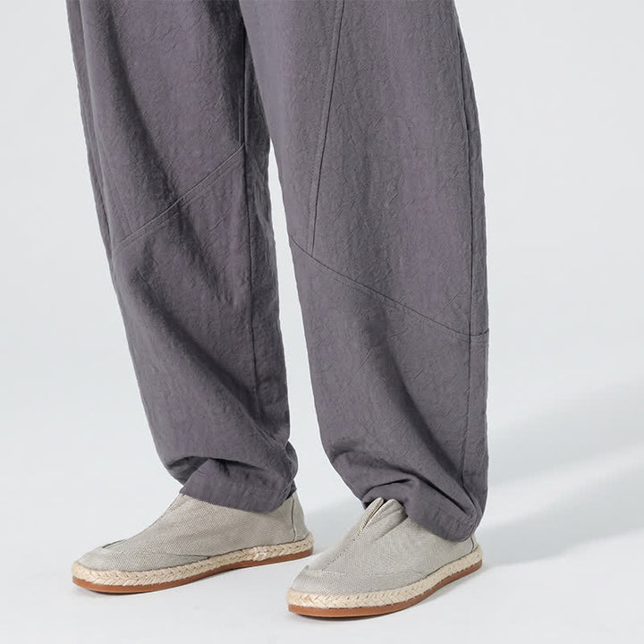 Buddha Stones Lässige, minimalistische Leinenhose für Herren, gerades Bein, mit Taschen und Kordelzug, ideal für Frühling und Sommer - image 8
