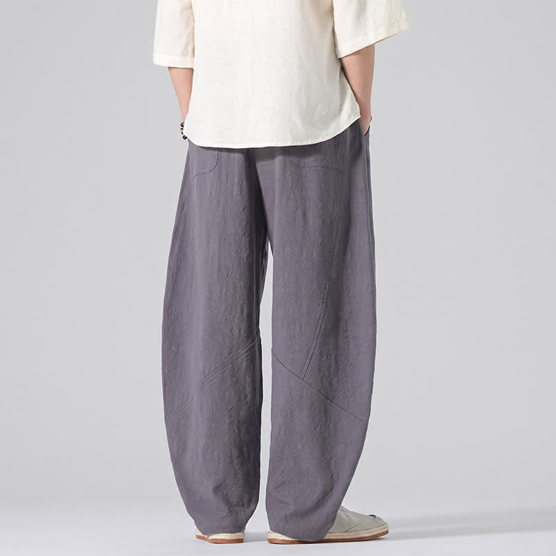 Buddha Stones Lässige, minimalistische Leinenhose für Herren, gerades Bein, mit Taschen und Kordelzug, ideal für Frühling und Sommer - image 5