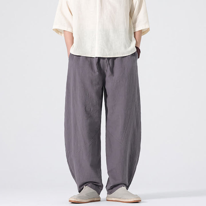 Buddha Stones Lässige, minimalistische Leinenhose für Herren, gerades Bein, mit Taschen und Kordelzug, ideal für Frühling und Sommer - Schiefergrau - US/ UK/AU46, EU56 (5XL) - image 0