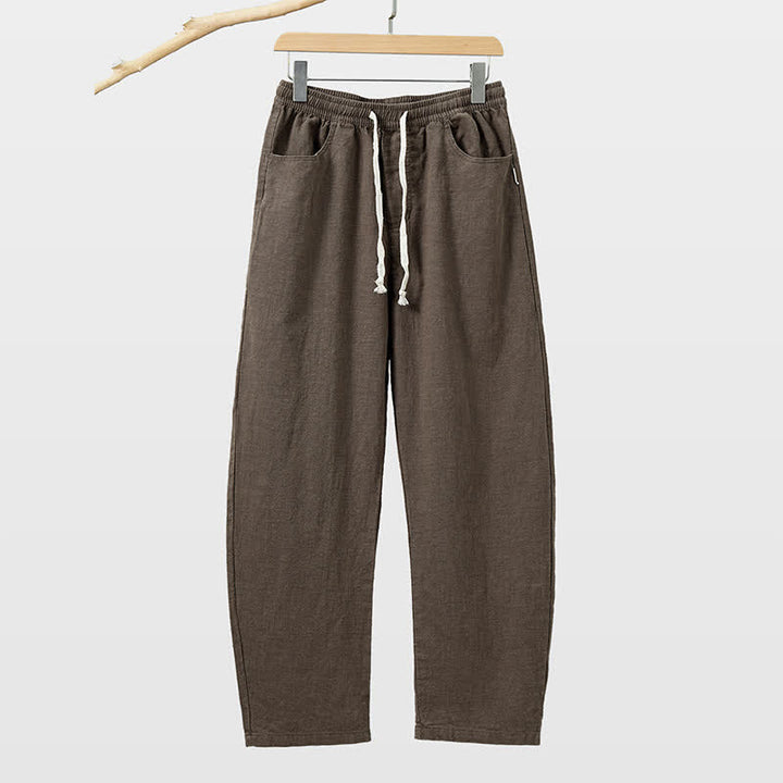 Buddha Stones Lässige Herren-Ankle-Hose mit Kordelzug, geradem Bein und Tasche für Frühling und Sommer - Sattelbraun - US/ UK/AU46, EU56 (5XL) - image 4