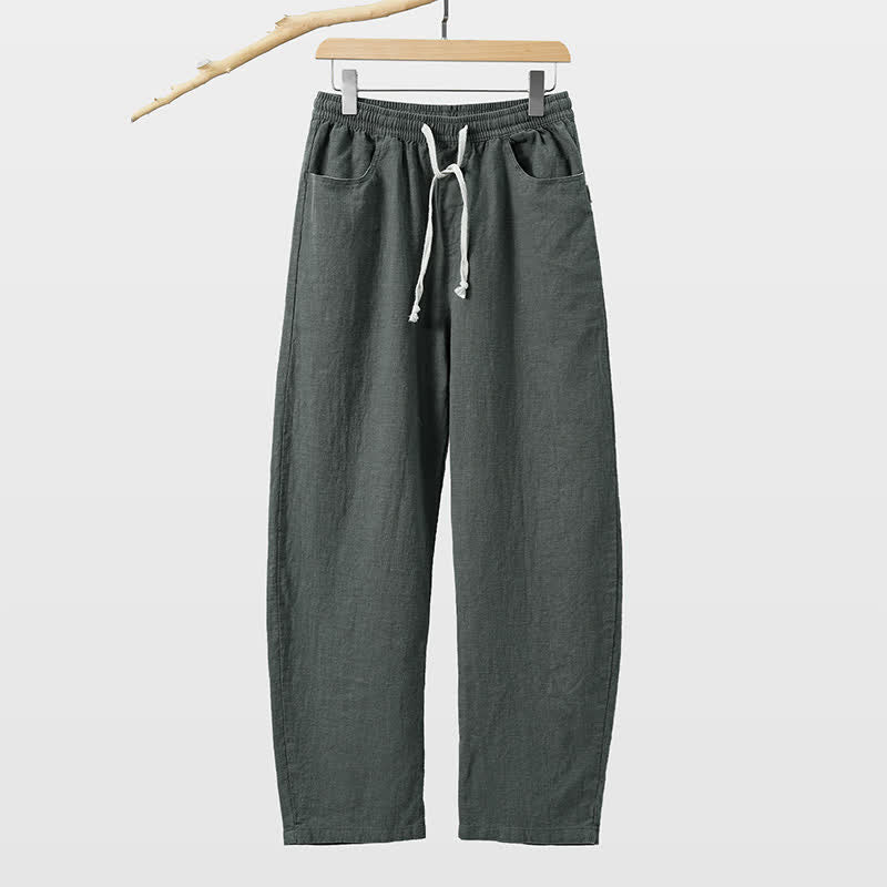 Buddha Stones Lässige Herren-Ankle-Hose mit Kordelzug, geradem Bein und Tasche für Frühling und Sommer - Schiefergrau - US/ UK/AU46, EU56 (5XL) - image 10