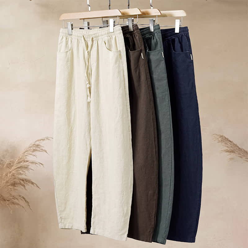 Buddha Stones Lässige Herren-Ankle-Hose mit Kordelzug, geradem Bein und Tasche für Frühling und Sommer - image 14