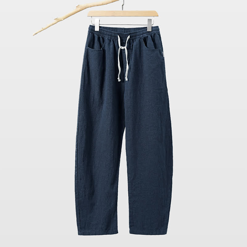 Buddha Stones Lässige Herren-Ankle-Hose mit Kordelzug, geradem Bein und Tasche für Frühling und Sommer - Mitternachtsblau - US/ UK/AU46, EU56 (5XL) - image 9
