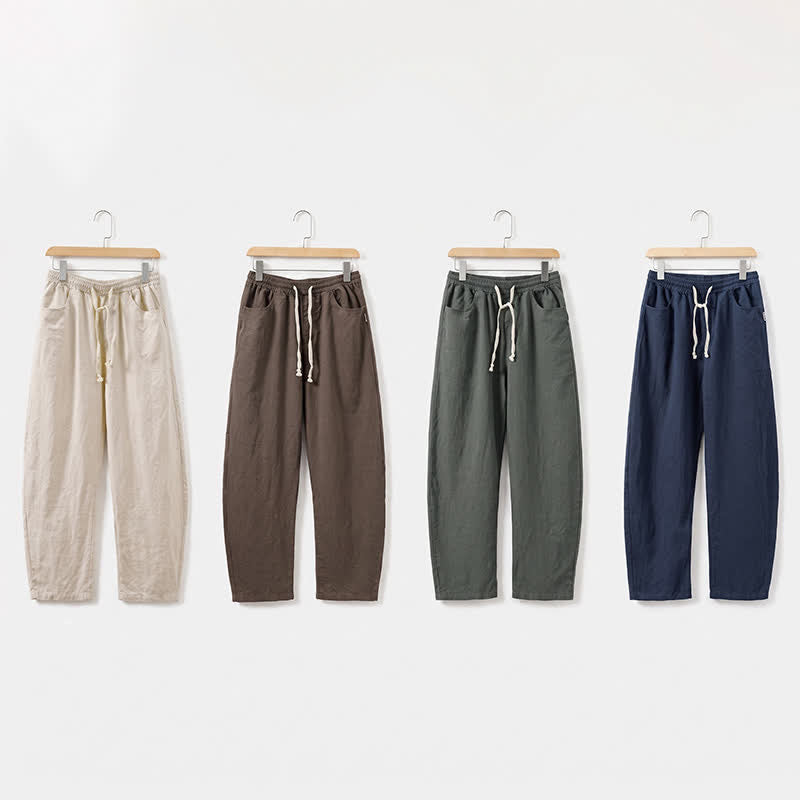 Buddha Stones Lässige Herren-Ankle-Hose mit Kordelzug, geradem Bein und Tasche für Frühling und Sommer - image 12