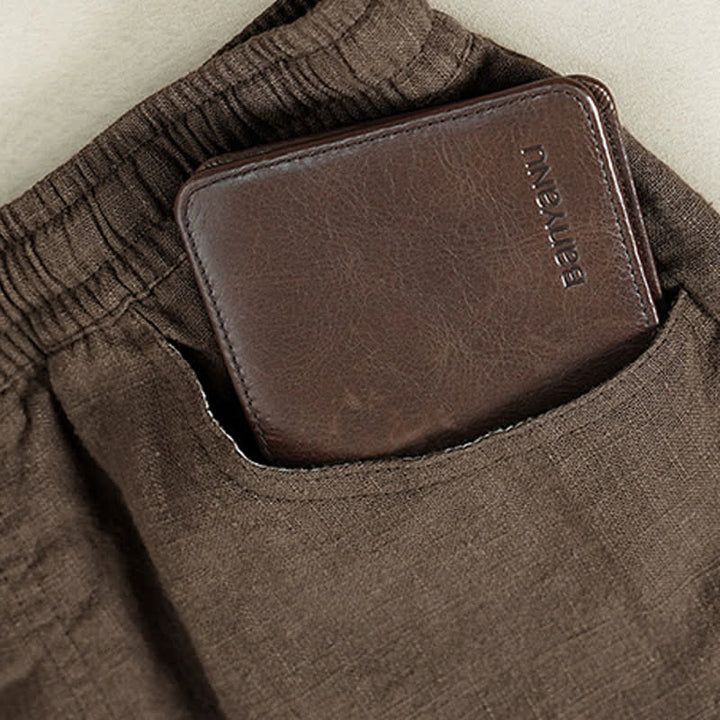 Buddha Stones Lässige Herren-Ankle-Hose mit Kordelzug, geradem Bein und Tasche für Frühling und Sommer - image 6