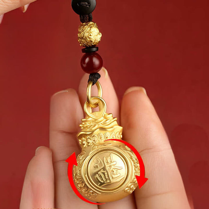 Buddha Stones „Jeden Tag ein Vermögen verdienen“ – Schlüsselanhänger mit goldfarbenem Kupfer-Geldbeutel und chinesischen Tierkreiszeichen - image 4