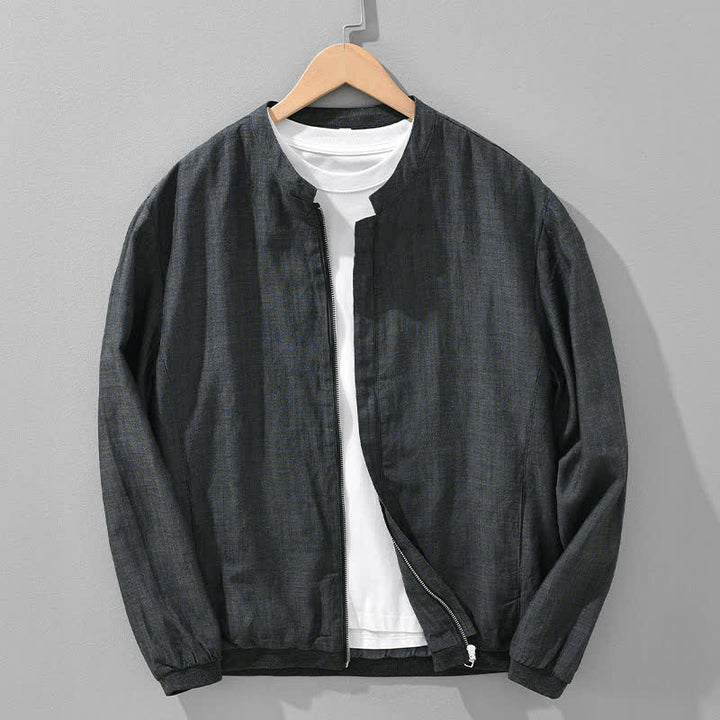 Buddha Stones Lässige, minimalistische Herrenjacke mit Stehkragen, Reißverschluss und Taschen für Frühling und Sommer - DimGray - US/ UK/AU42, EU52 (3XL) - image 12