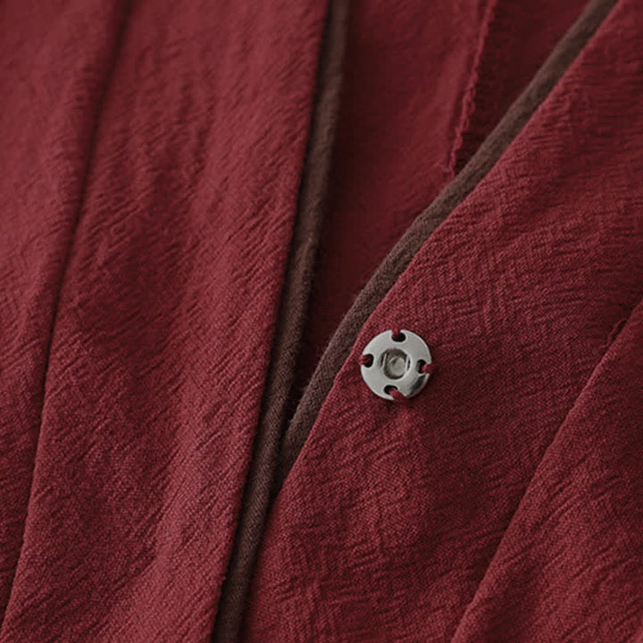 Buddha Stones Vintage-Kimono im Tang-Stil mit Knotenknopfleiste, V-Ausschnitt und einfarbig, für Damen, ideal für Frühling und Herbst. - image 4