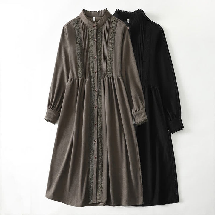 Buddha Stones Frühling/Herbst Tang Style Vintage Kleid für Damen, langärmlig, mit Knopfleiste, Faltenbesatz und Tasche - image 23