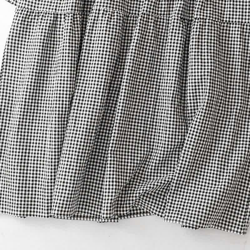 Buddha Stones Lässiges Vintage-Kleid für Damen mit Stufenkaromuster, langen Ärmeln und Tasche – perfekt für Frühling und Herbst. - image 8