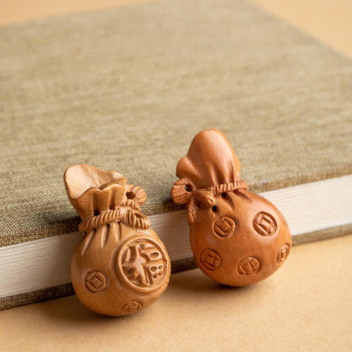 Buddha Stones Pfirsichholz-Fu-Figuren-Geldbeutel, Glücksbringer-Zinnober-Elefant, Lotuskürbis-Schlüsselanhänger - image 5