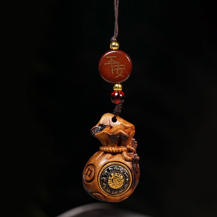 Buddha Stones Geldbeutel aus vom Blitz getroffenem Jujube-Holz, chinesische Münzschutz- und Reichtums-Schlüsselanhänger - Handy-Hängedekoration - image 4